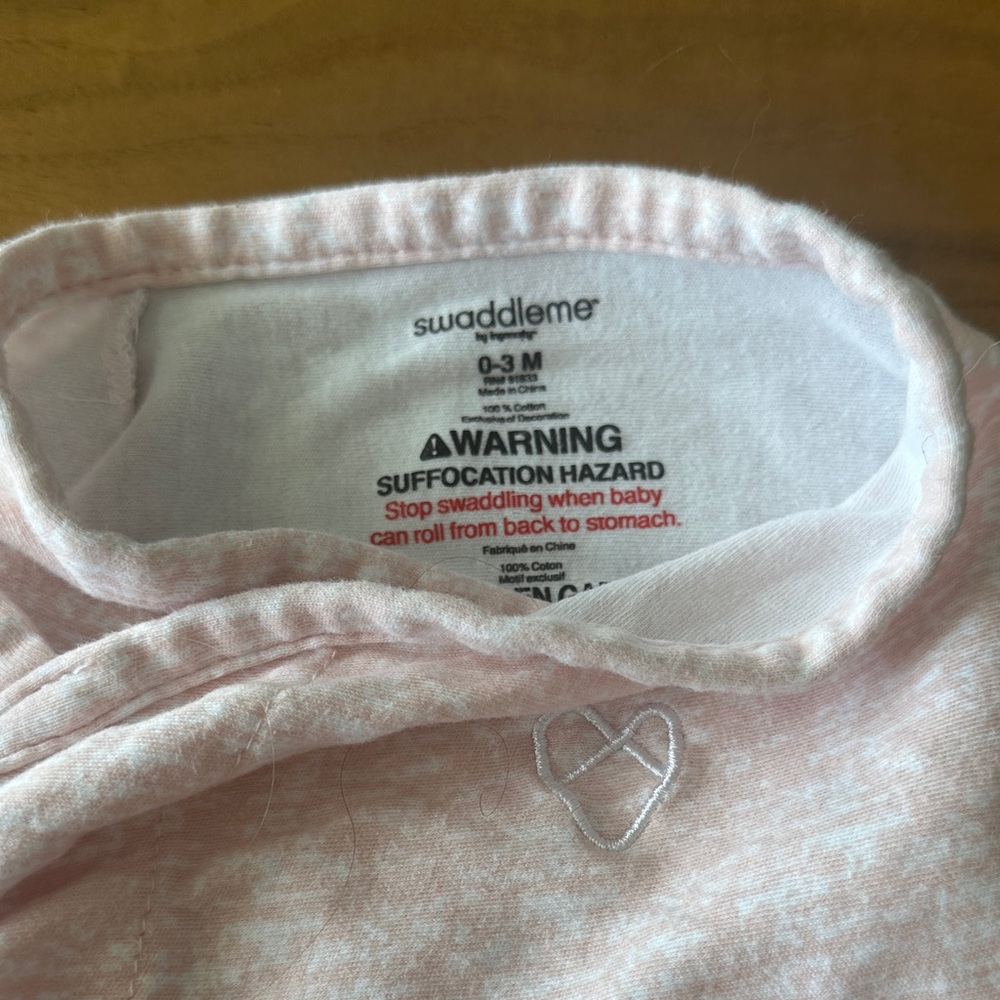 SwaddleMe Pink Heather Baby Onesie with Embroidered Heart